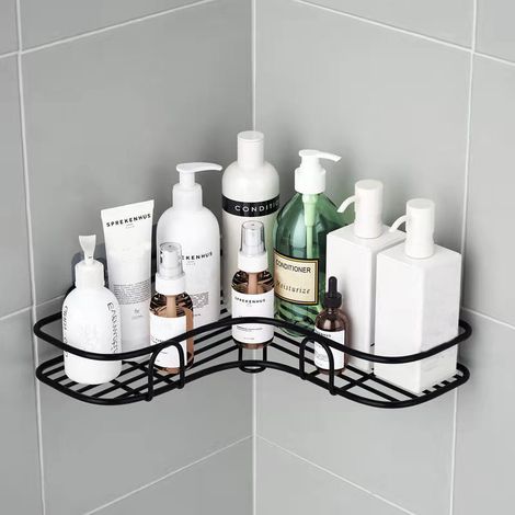 Eckduschablage, Kein Bohren Erforderlich. Badezimmerregal. Seifenschale Aus Edelstahl Für Die Dusche. Badezimmerzubehör: 8 Klebestreifen. Küchenaufbewahrung (schwarz).