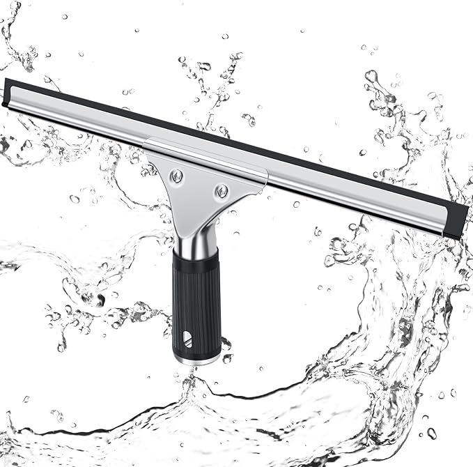 Fensterschaber, Professioneller Fensterschaber Aus Edelstahl Zum Reinigen Und Trocknen Von Glas, Fliesen, Fenstern, Um Alle Wasserflecken Zu Entfernen (schwarz)