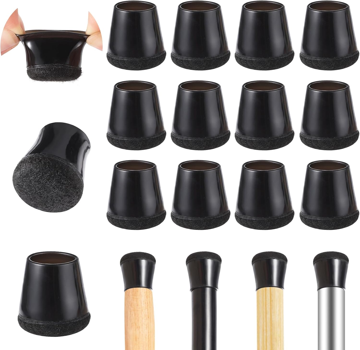 40 Stück Stuhlbeinkappen, Elastische Stuhlgleitfilz-stuhlbeinschutz, Stuhlpolster Zum Schutz Der Tischbeine, Verhindert Bodenkratzer, Schwarz D7710k