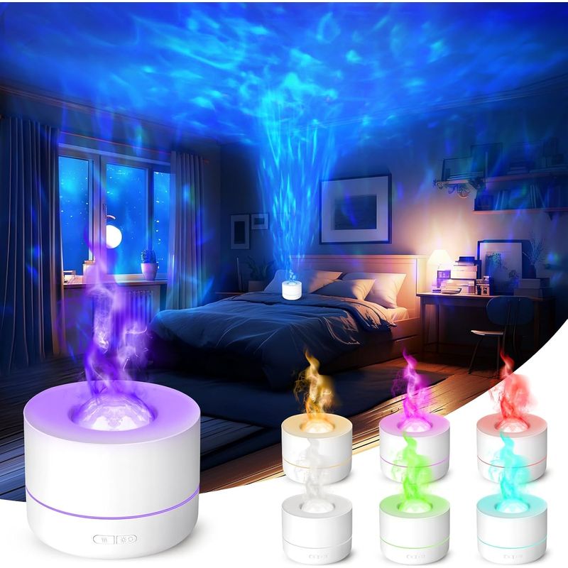 Duftdiffusor Für Ätherische Öle, Raumduftdiffusor Mit 7-farbiger Led-projektion, Diffusorlampe Für Schlafzimmer, Wohnzimmer, Büro, Weiß