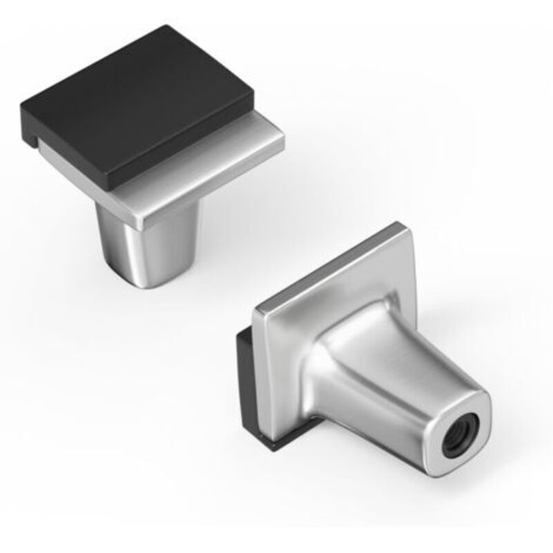 [niemals Verwendet] Set Mit 2 Schrankgriffen Aus Gebürstetem Nickel, Silber, Schwarz Und Gebürstetes Nickel, Quadratische Zinklegierung Für Türen, Kommoden Und Schlafzimmer