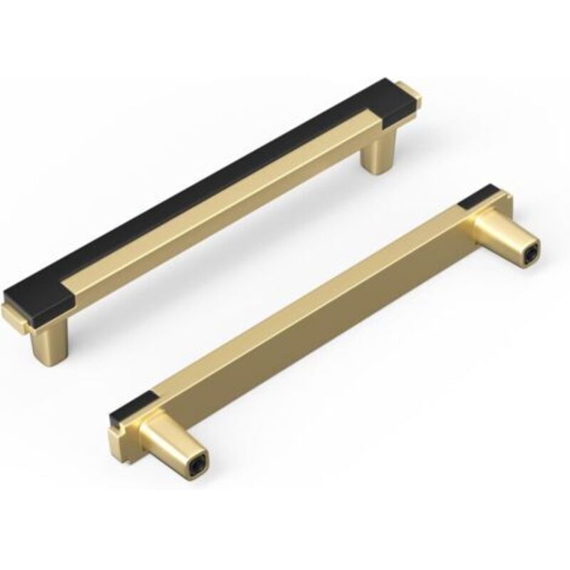 [niemals Verwendet] 2er-pack Quadratische Küchenschubladengriffe Aus Zinklegierung, Schwarz Und Gold, 128 Mm Lochdurchmesser