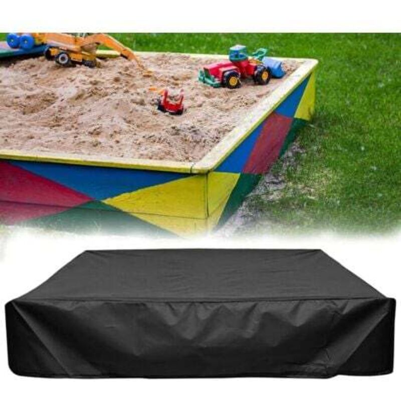 [niemals Verwendet] Sandkastenabdeckung 200 X 200 X 20 Cm, Wasserdichte Sandkastenabdeckung, Schutzhülle Für Sandkasten, Wasserdichter Sandkasten Mit Kordelzug, 210d Oxford-gewebe, Schwarz