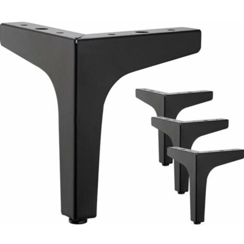[niemals Verwendet] Set Mit 4 Schwarzen Metall-möbelfüßen, 10 Cm – Für Kleiderschränke, Sofas, Couchtische, Tv-möbel Und Andere Möbel
