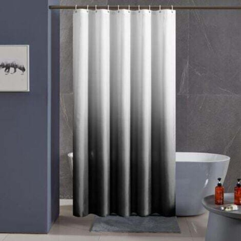 [niemals Verwendet] 180 X 180 Cm Anti-schimmel-duschvorhang, Schwarzer Farbverlauf, Maschinenwaschbar, Kleiner Wasserdichter Polyester-badevorhang Mit 10 Duschvorhangringen