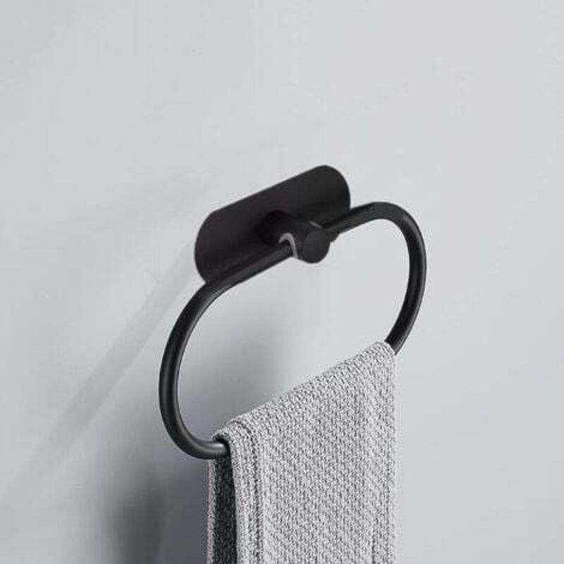 [niemals Verwendet] Ovaler, Selbstklebender Handtuchhalter Aus Edelstahl Zur Wandmontage, Badezimmeraccessoires, 2 Kg (schwarz)