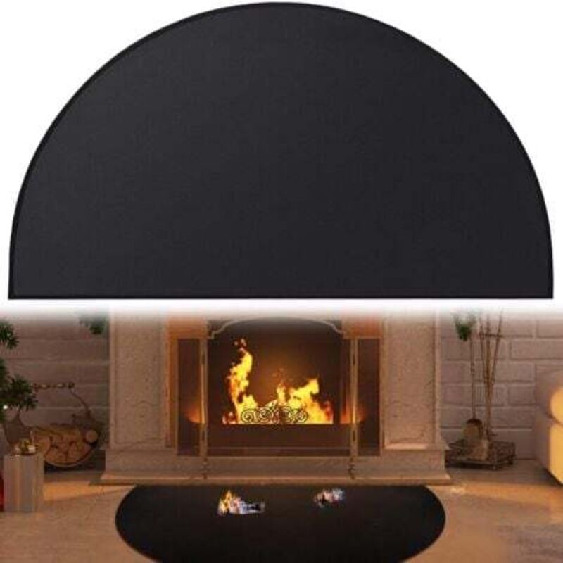 [niemals Verwendet] Feuerfeste Grill- Und Kaminmatte 106 × 61 Cm, Ölbeständiger Grillschutz Für Terrassen Und Balkone, Feuerstellenmatte Schützt Böden Vor Funken Und Glut, Schwarz