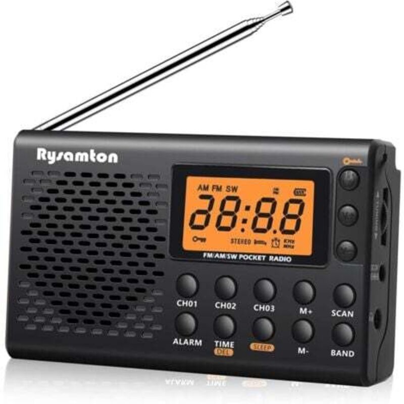 [niemals Verwendet] (schwarz) Tragbares Am/fm/kurzwellenradio, Batteriebetriebenes Taschenradio, Großes Digitaldisplay, Radiowecker Mit Weck- Und Schlaffunktion, Inklusive Kopfhörer