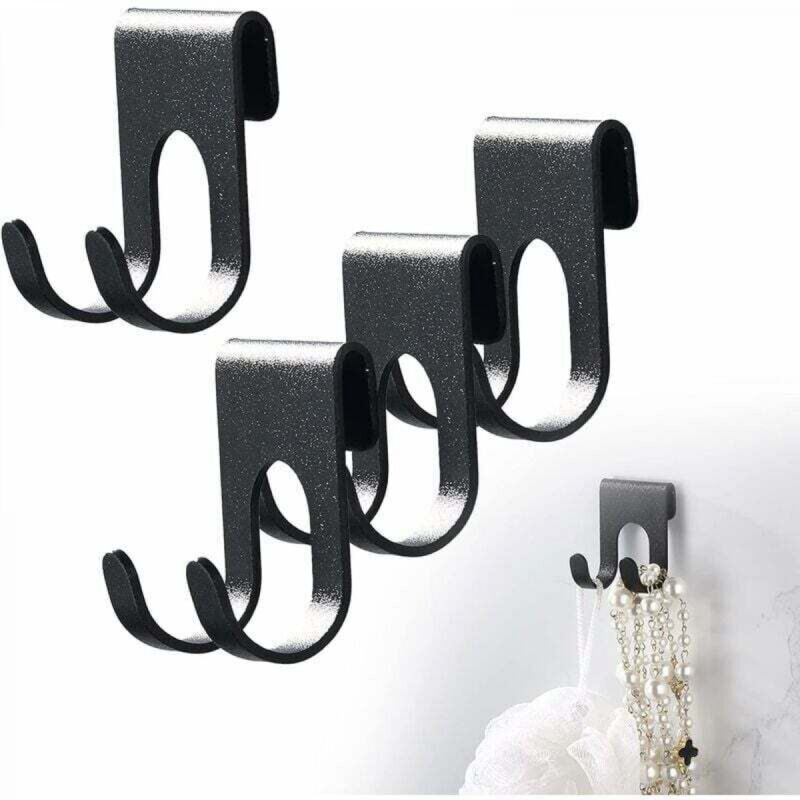 [niemals Verwendet] Schwarzes 4-teiliges Set Selbstklebender Rasiererhaken, Handtuchhaken, Edelstahlhaken Zur Montage Ohne Bohren, Rasiererhalter, Zusätzliche Haken Für Die Duschablage Im Badezimmer.