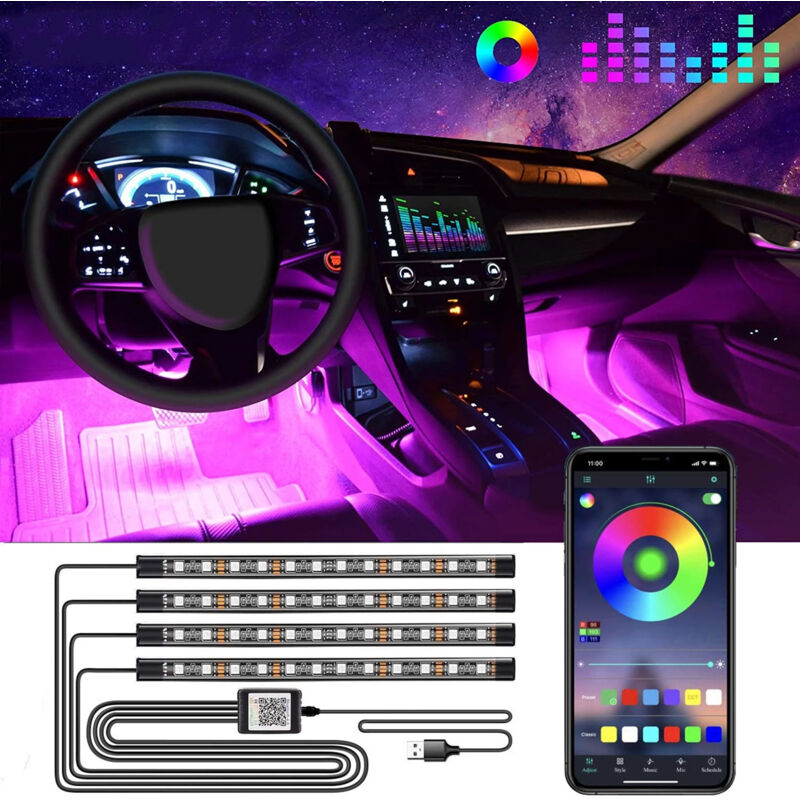 [niemals Verwendet] Fahrzeuginnenbeleuchtung, Autozubehör, Led-autobeleuchtung, App-steuerung Mit Musiksynchronisation