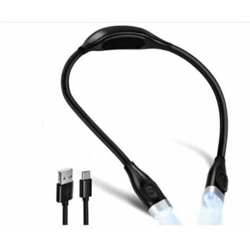 [niemals Verwendet] Flexible Led-nackenleseleuchte, Wiederaufladbar, 4 Leds, 3 Farben, Augenschutz, Mit Extra Langem, Flexiblem Arm (schwarz)