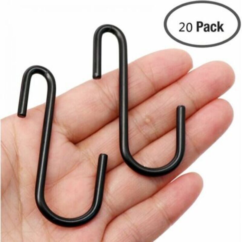 [niemals Verwendet] Set Mit 20 Robusten, Schwarzen S-förmigen Haken Für Küche, Bad, Schlafzimmer Und Büro – Zum Aufhängen Von Blumentöpfen, Handtüchern, Kleidung, Taschen Und Pflanzen