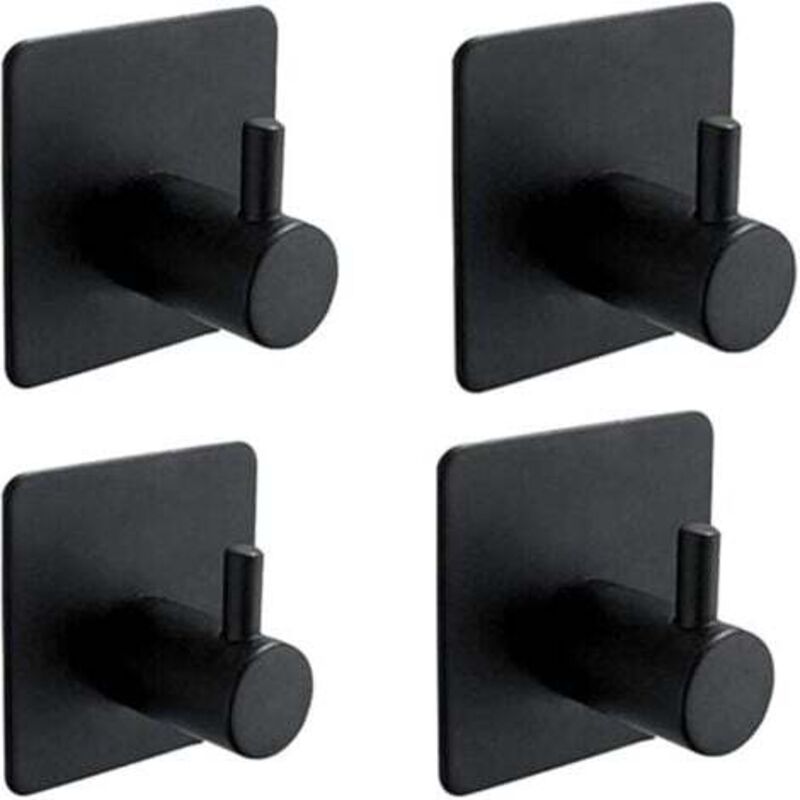 [niemals Verwendet] 4-teiliges 3m-klebehaken-set, Für Badezimmerwand, Küchenhandtuchhaken, Bilderaufhängung Ohne Bohren, Selbstklebender Edelstahlhaken, Schwarz