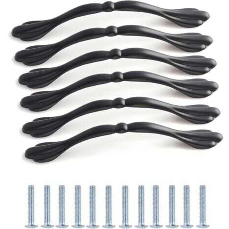 [niemals Verwendet] 6 Schwarze Küchenschrankgriffe, 128 Mm Lochabstand, Schrankgriffe Aus Aluminiumlegierung, Perfekt Für Möbelschränke, Schubladen, Kleiderschränke Und Schlafzimmerschränke