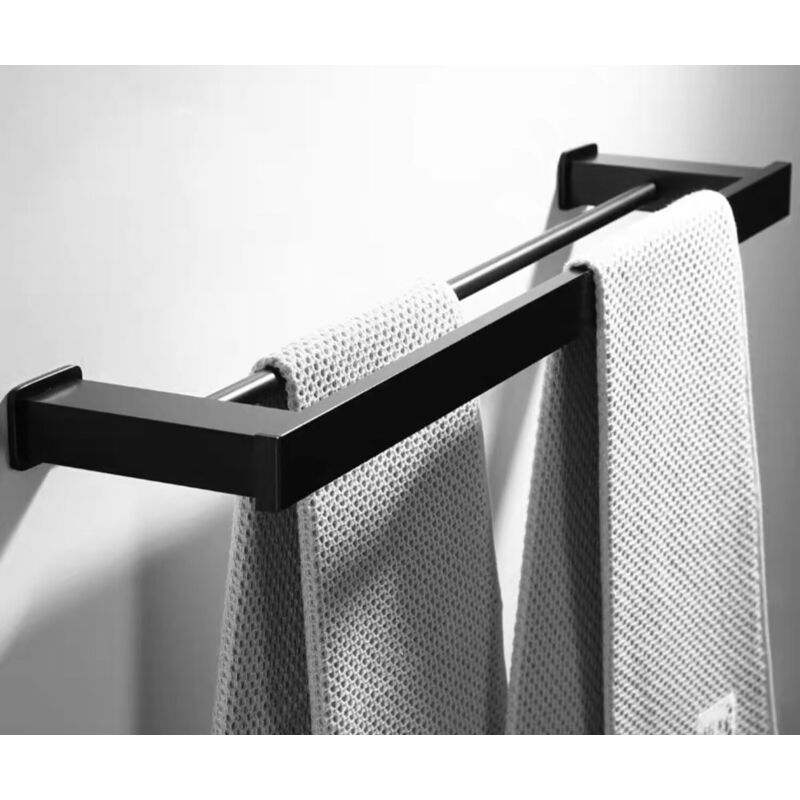 [niemals Verwendet] (größe: 50 Cm) Matte Schwarze Handtuchstange Aus Edelstahl Zur Wandmontage, 2 Stangen, Badezimmerzubehör