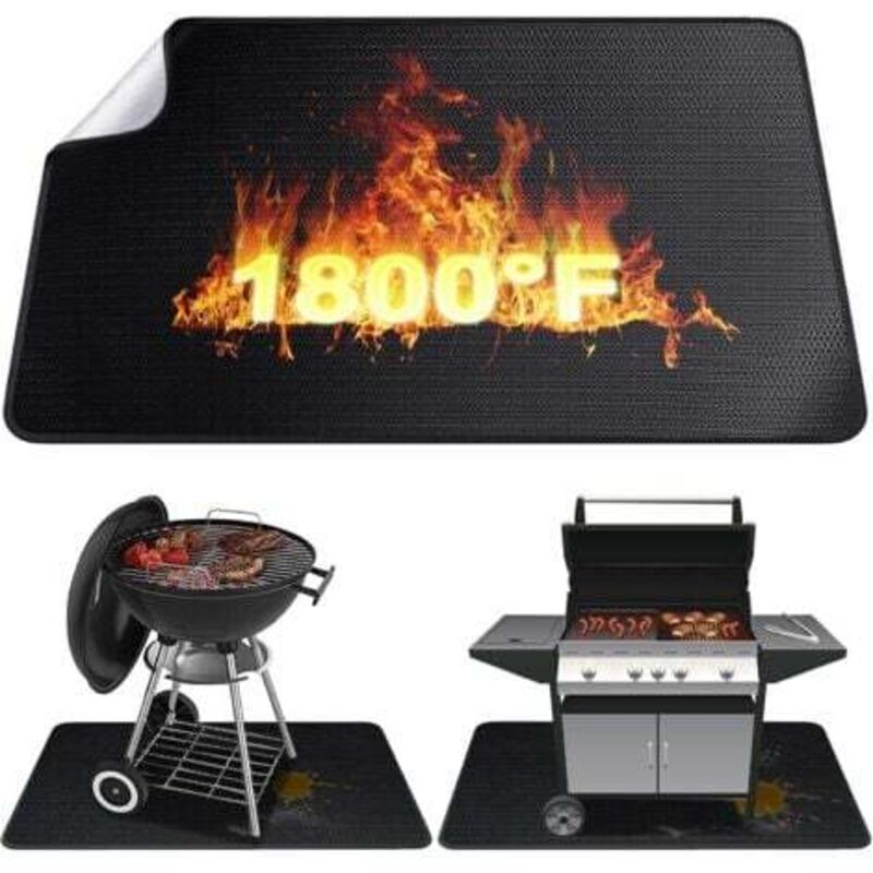 [niemals Verwendet] Feuerfeste Matte (99 X 119 Cm), Faltbare Schutzmatte, Bodenmatte, Grillmatte Für Grill, Herd, Boden, Rasen
