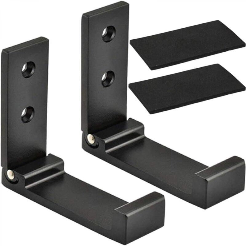 [niemals Verwendet] Klappbarer Kleiderhaken Aus Aluminium, Wandmontierter Klappkleiderhaken, Helmhaken, 2er-set (schwarz)