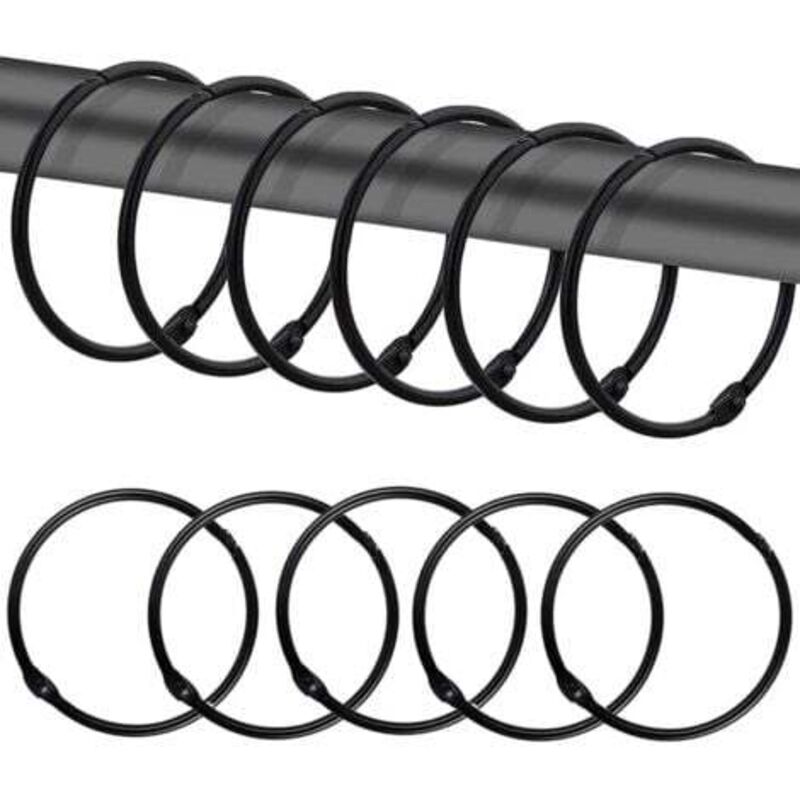 [niemals Verwendet] 12 Schwarze Duschvorhangringe, Rostfreie Duschvorhanghaken, Runde Metallhaken Für Badezimmer, Ankleidezimmer, Fenster, Heimdekoration, Einfach Zu Montieren