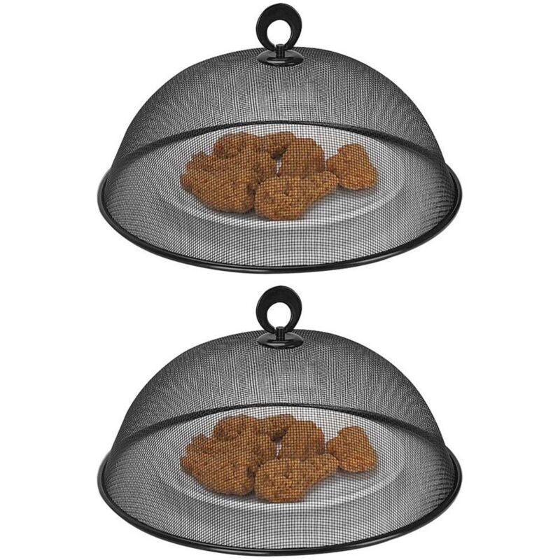 [niemals Verwendet] Set Mit 2 Wiederverwendbaren 28 Cm Metallgewebe-lebensmittelschutznetzen Für Picknicks Im Freien - Schützt Vor Fliegen Und Insekten