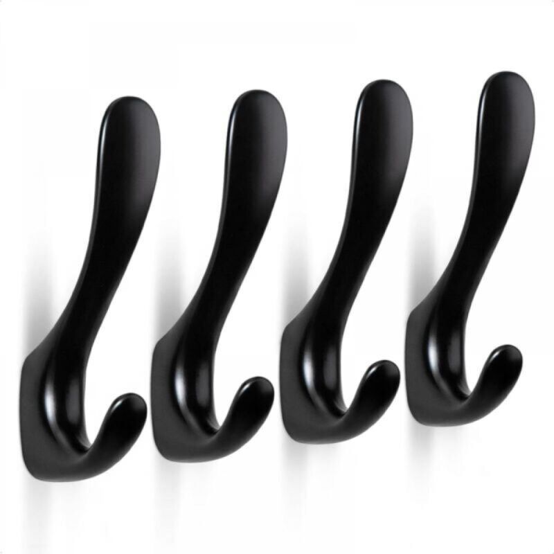 [niemals Verwendet] Set Mit 4 Schraubwandhaken Aus Zinklegierung, Einzeln Anzubringende Wandhaken, Haken Für Kleidung, Hüte, Handtücher, Rucksäcke (schwarz)