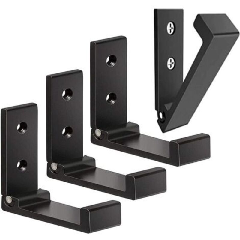 [niemals Verwendet] Schwarzes Set Mit 4 Faltbaren Wandhaken – Unsichtbare Kleiderhaken, Wandhaken Aus Aluminium, Wandhaken Aus Aluminiumlegierung, 90° Faltbare Kleiderhaken