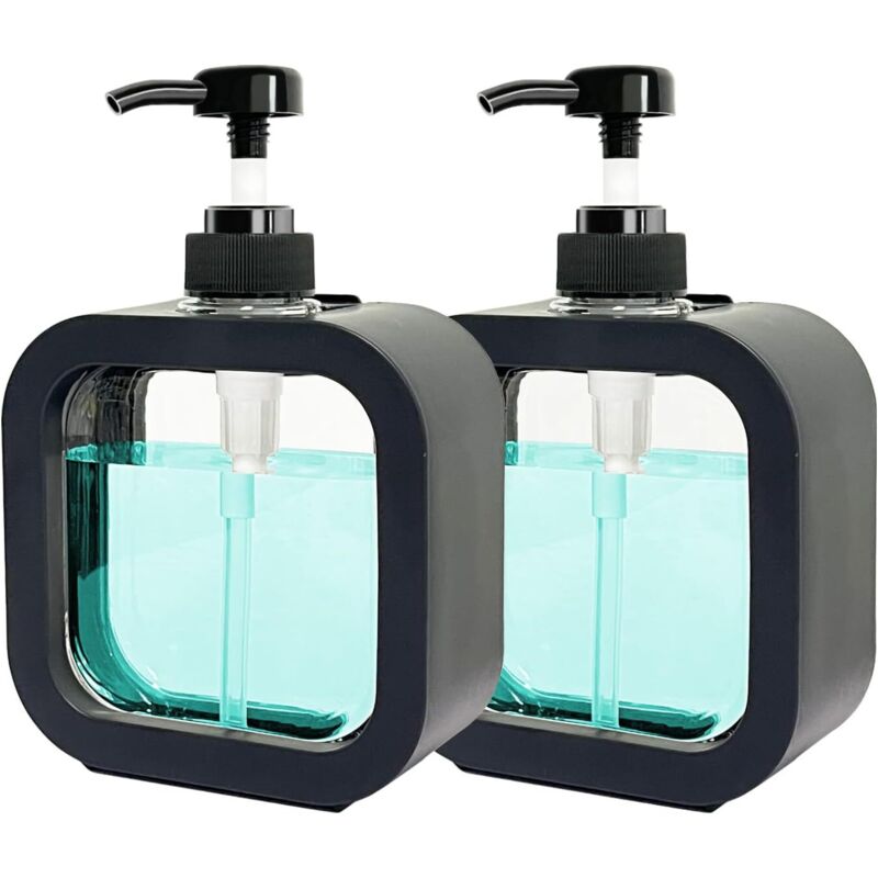 [niemals Verwendet] (2 Stück, 300 Ml – Schwarz) Seifenspender, 2 Leere Pumpflaschen, Spender Für Spülmittel, Shampoo Und Duschgel Fürs Badezimmer