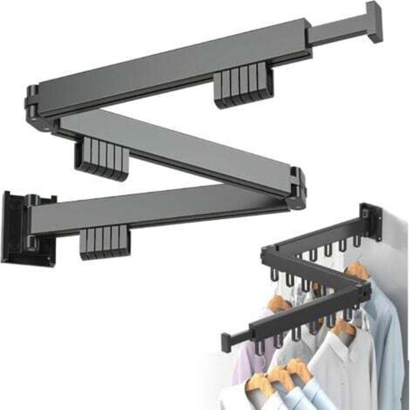 [niemals Verwendet] Wand-wäscheständer, Wand-kleiderbügel, Faltbarer Wäscheständer, 3-stöckiger Wand-wäscheständer, 120 Cm Wäscheständer Mit 18 Haken, Faltbarer Wand-wäscheständer