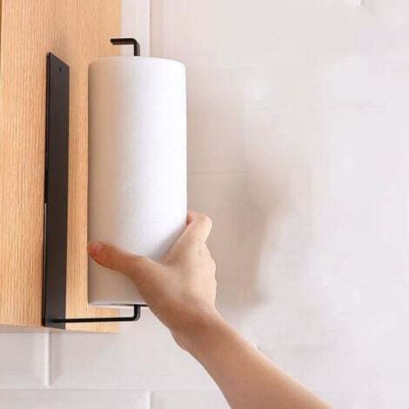 [niemals Verwendet] (schwarzer) Papierhandtuchhalter, Wandmontierter Küchenhandtuchhalter, Selbstklebende Aluminiumhalterung, Kein Bohren Erforderlich, Geeignet Für Badezimmer