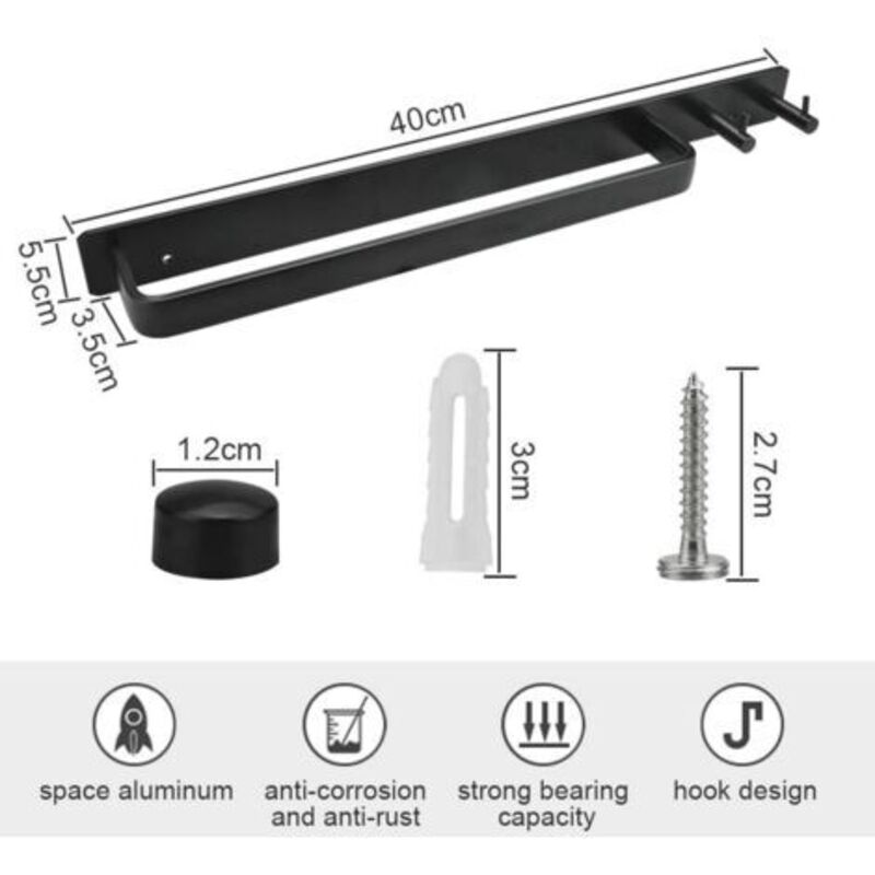 [niemals Verwendet] Handtuchhalter Fürs Badezimmer, Rostfreie Handtuchstange, Handtuchhalter Aus Aluminium, Wandhandtuchhalter, Handtuchablage Mit