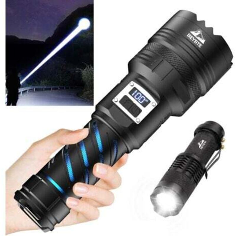 [niemals Verwendet] Extrem Leistungsstarke Led-taschenlampe, 600.000 Lumen, Wiederaufladbare Led-taschenlampe, Hochleistungs-taschenlampe, Taschenlampe Mit Hoher Helligkeit, 2 Schalter Xhq100.2 Taktis