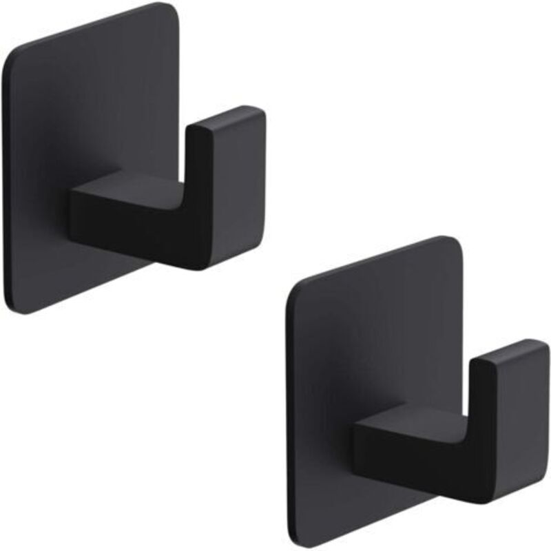 [niemals Verwendet] Quadratischer Handtuchhaken, Wandhaken Aus Metall, Türhaken, Kein Bohren Erforderlich, 2er-pack, Schwarz
