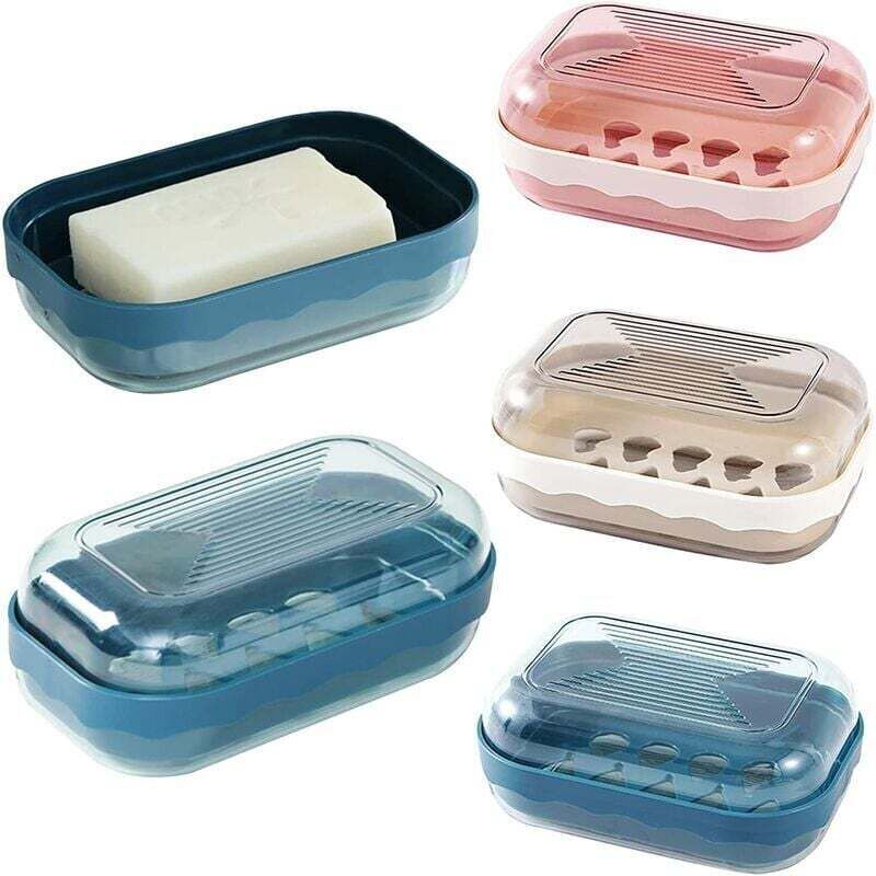 Tragbares, Wasserdichtes Seifenschalen-set (3er-pack) Aus Kunststoff Für Bad, Reisen Und Camping, Beige, Rosa, Dunkelblau -ulisem