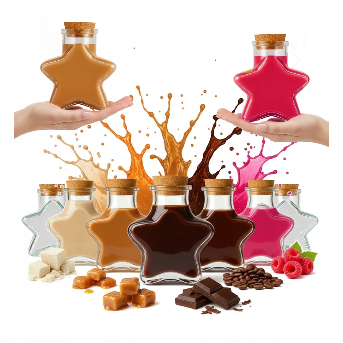 20x Star Glasflaschen 280ml Für Liköre, Wein, Saft, Geschenk Zu Weihnachten