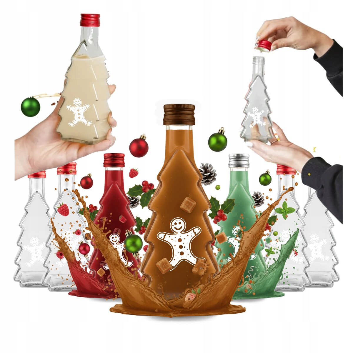 20 Weihnachtsflaschen (250 Ml) Mit Aufdruck, Geeignet Für Likör, Sirup Und Saft