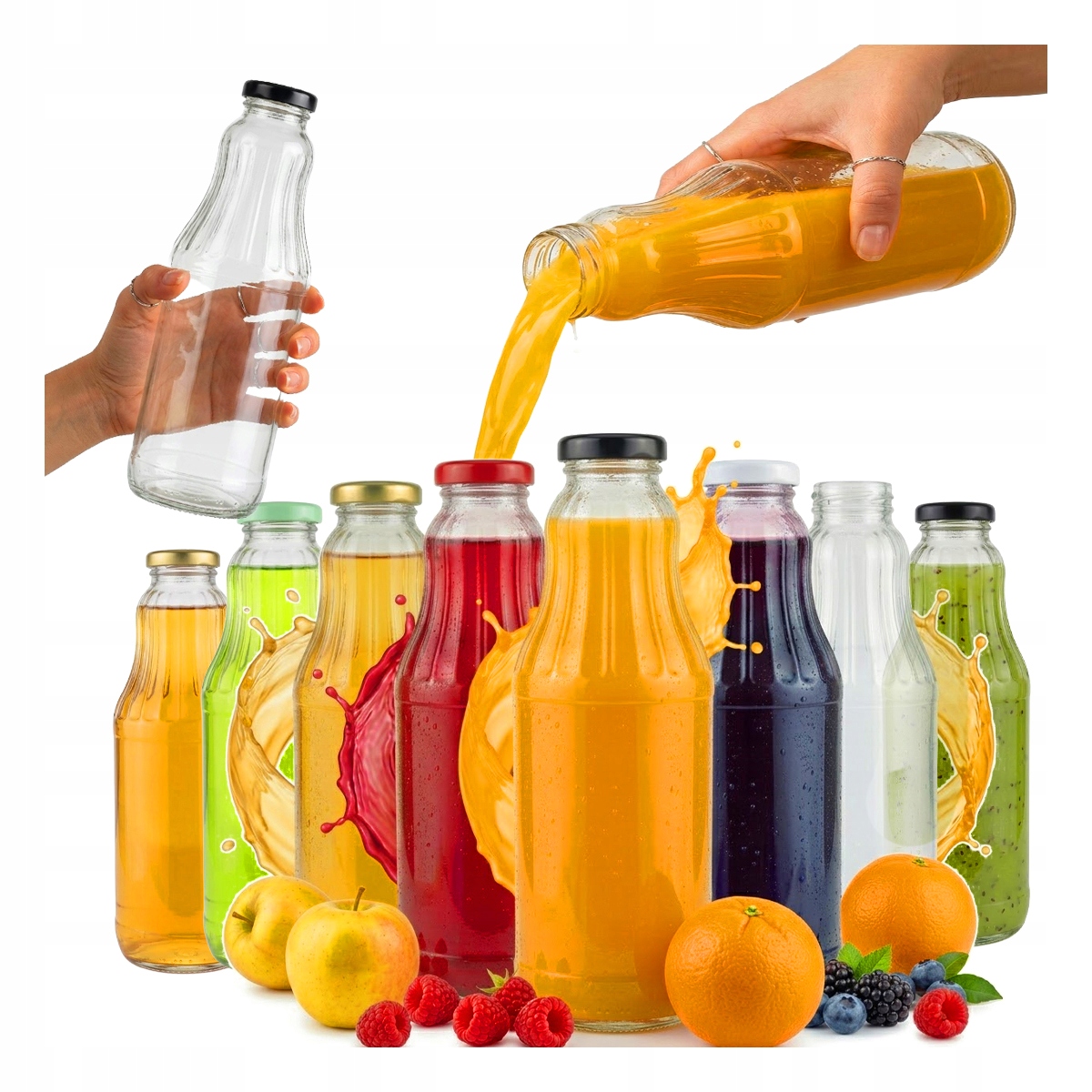 25x Obst-glasflaschen 1l Saft- Und Milchflaschen 1000ml + Deckel
