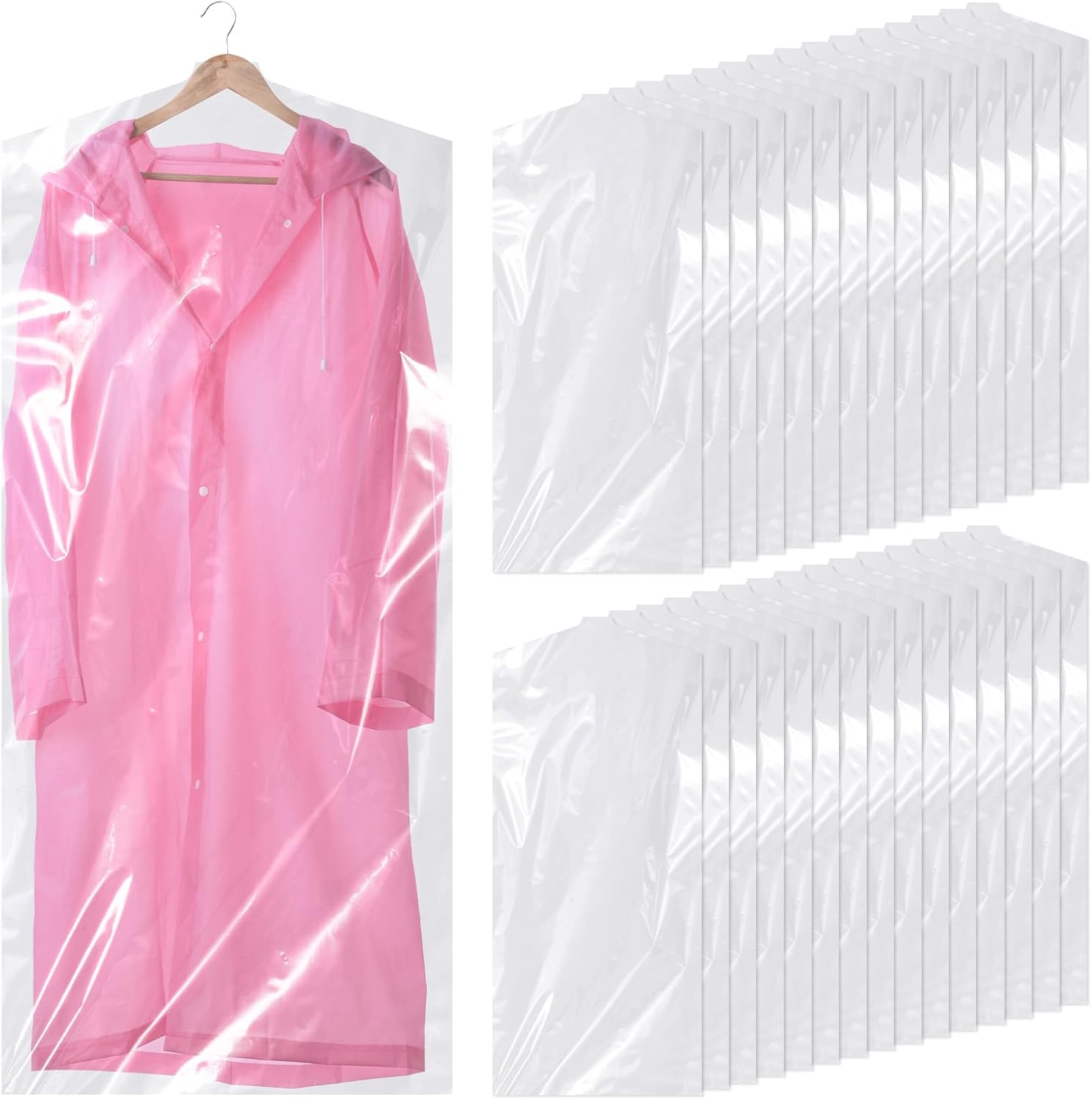 30-teiliges Set Kleidersäcke, 60 X 140 Cm Transparente Hängekleidersäcke, Anzughüllen, Staubdichte Schutzhüllen Für Hemden, Jacken, Anzüge, Pullover