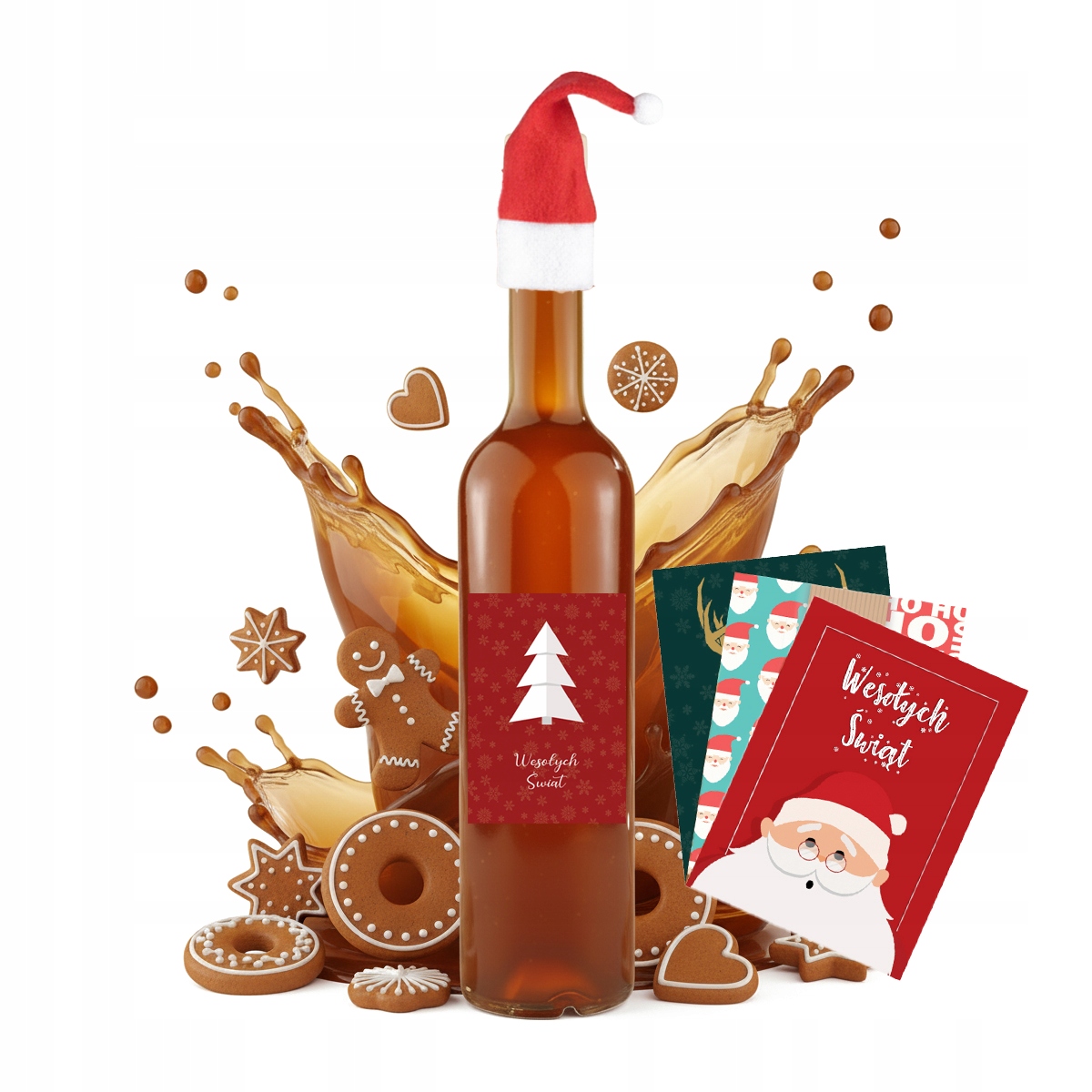 5x Futura Flaschen 500ml Weihnachtsetikett Weihnachtsmannmütze Für Likör Wein
