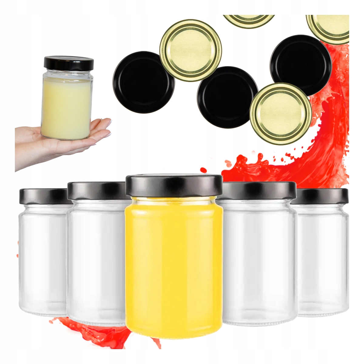 50x Atena Einmachglas 330 Ml + Hoher Deckel Fi66 Für Marmelade, Konfitüre, Kerzen, Geschenk