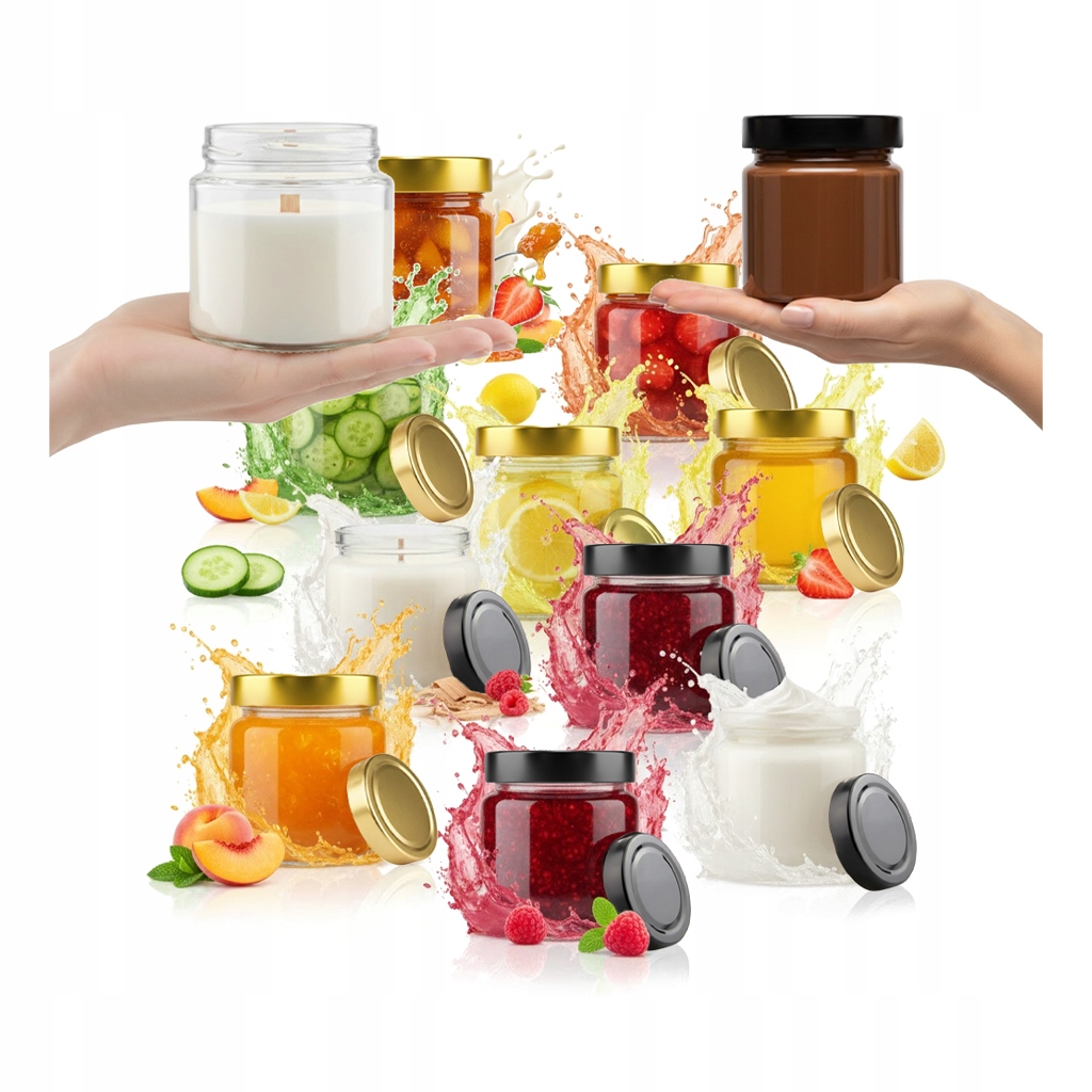 50x Atena Glasbehälter 225 Ml + Hoher Deckel Fi66 Für Marmelade