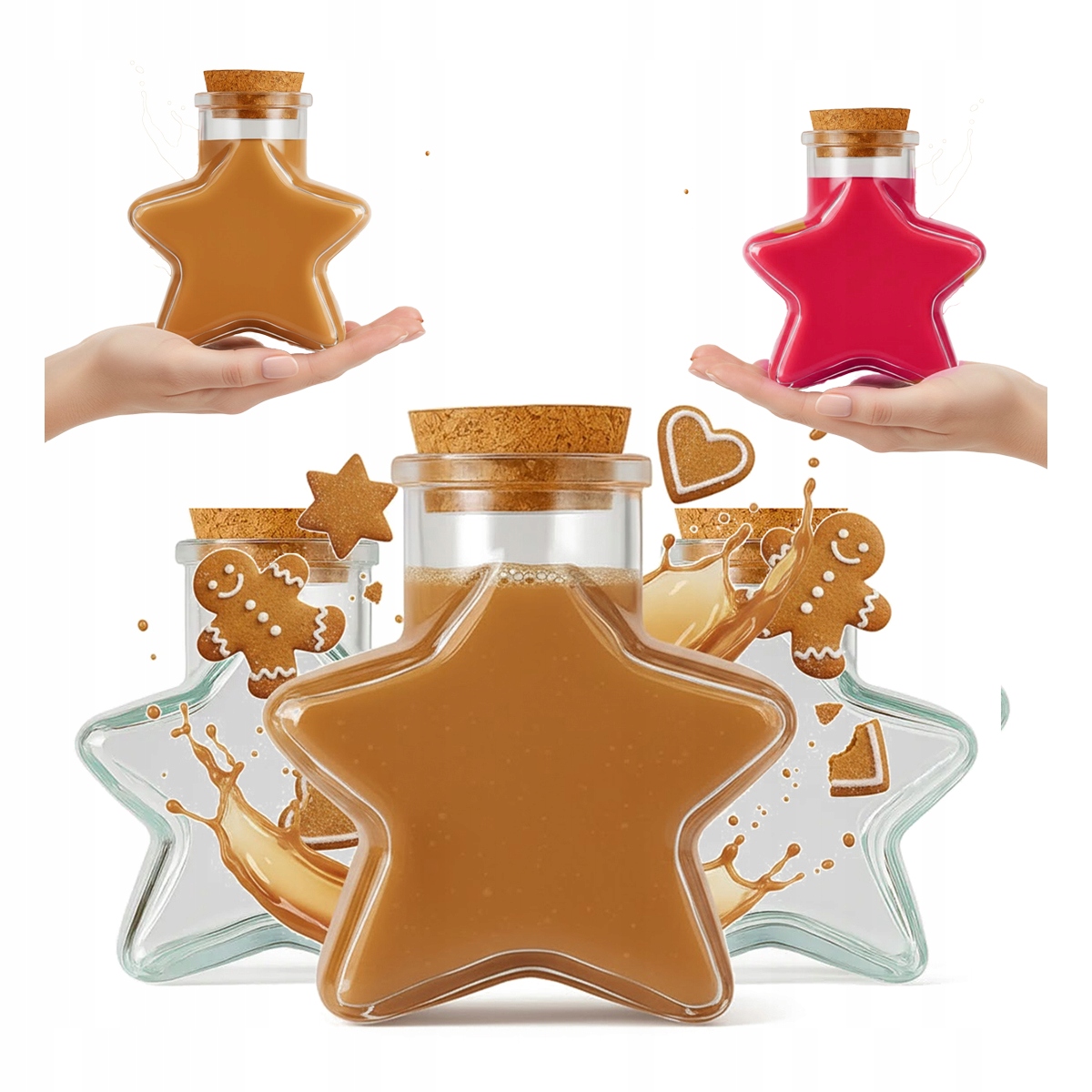 5x Behälter Flasche Glasgefäß Stern 280ml Für Weinsirup Geschenk