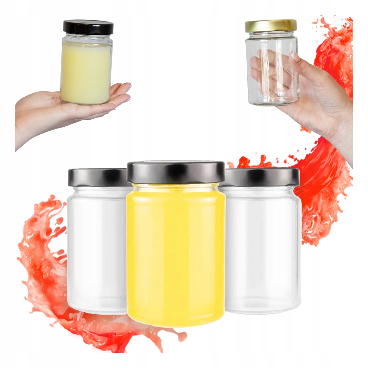 5x Atena Glas 330 Ml + Hoher Deckel Fi66 Marmelade, Konfitüre, Kerzen Geschenk
