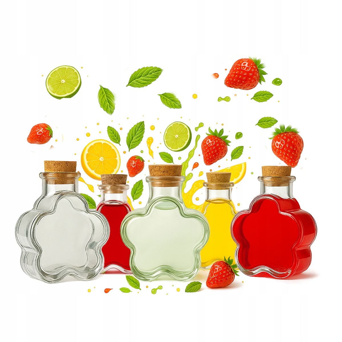 5x Daisy Glasflaschen, 150 Ml, Dekorativ, Für Likör, Geschenk, Alkohol