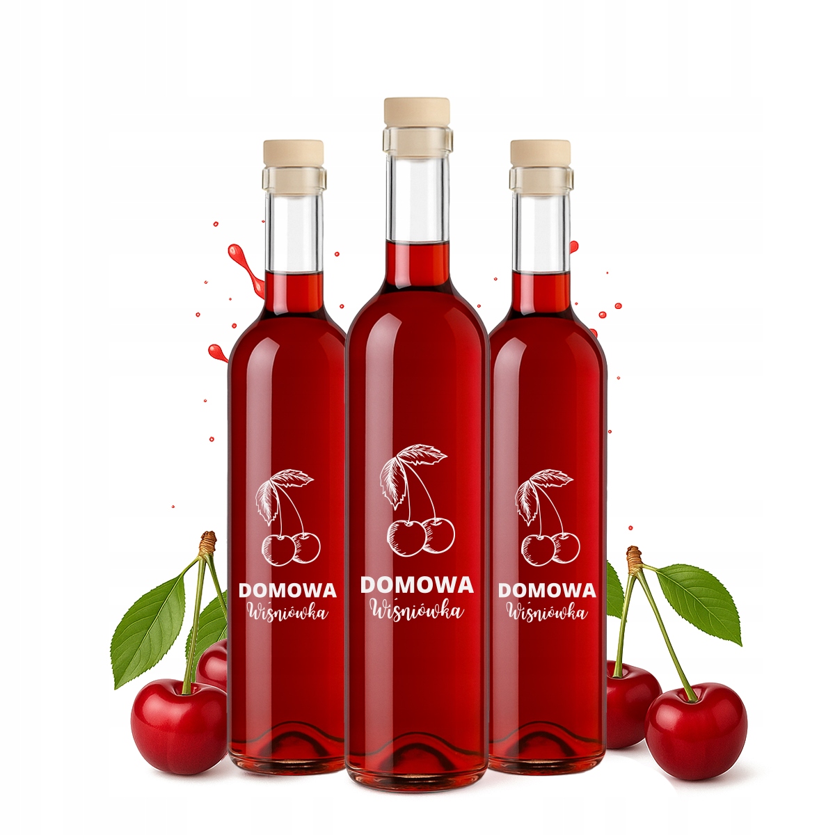 5x Futura 0,5l Flasche Mit Aufdruck Hausgemachter Kirschwodka Für Tinkturen, Liköre, Sirupe