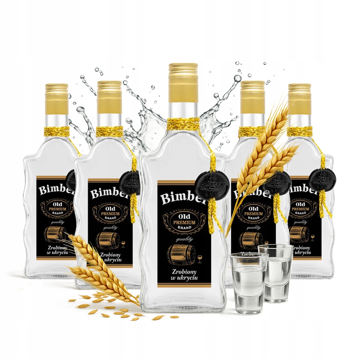 5x Glasflaschen Fala 500ml, Dekoriert Für Monsieur Likör Hochzeit 0,5l