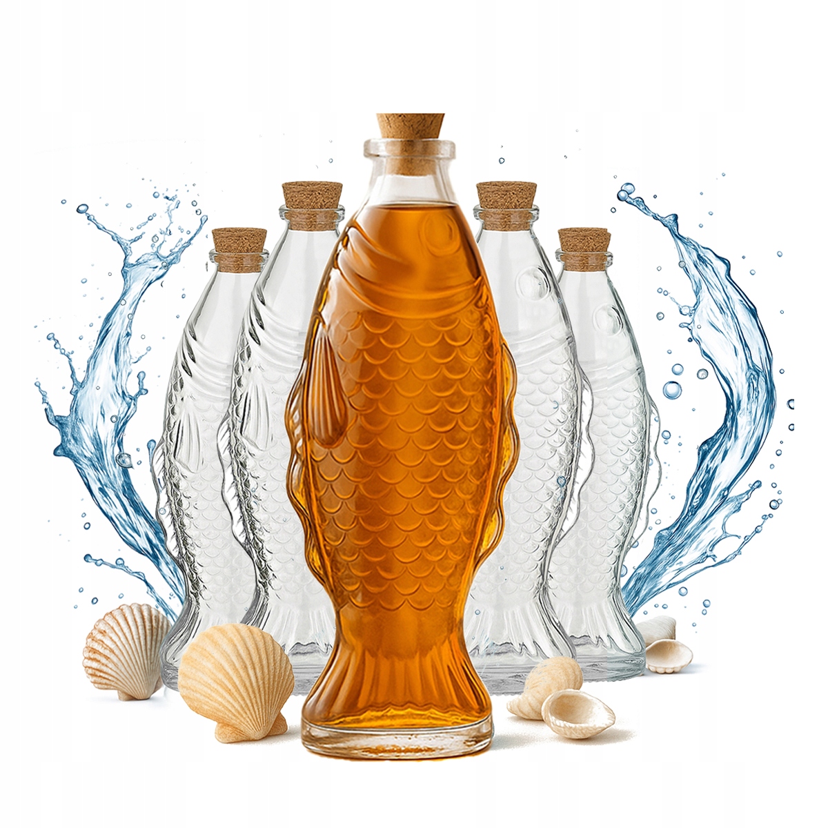 5x Glasflasche In Fischform, 500 Ml Karaffe/vase Für Alkohol, Wasser, Whisky, Wein