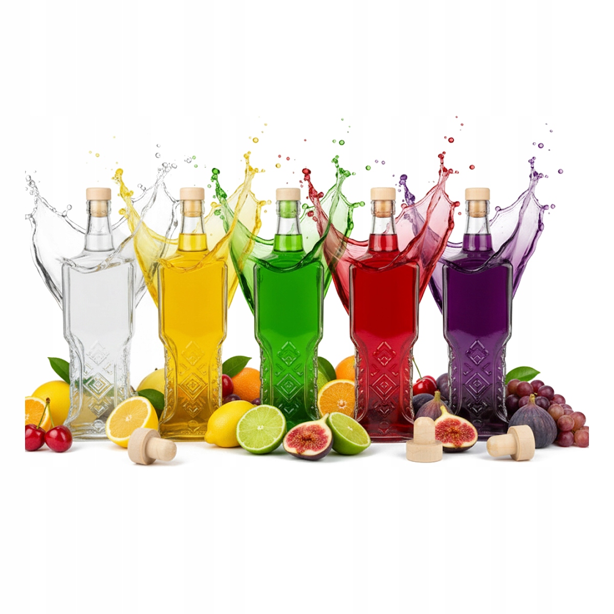 5 Glasflaschen À 500 Ml Aus Der Ukraine + Korken Für Wein, Säfte Und Liköre (0,5 L)