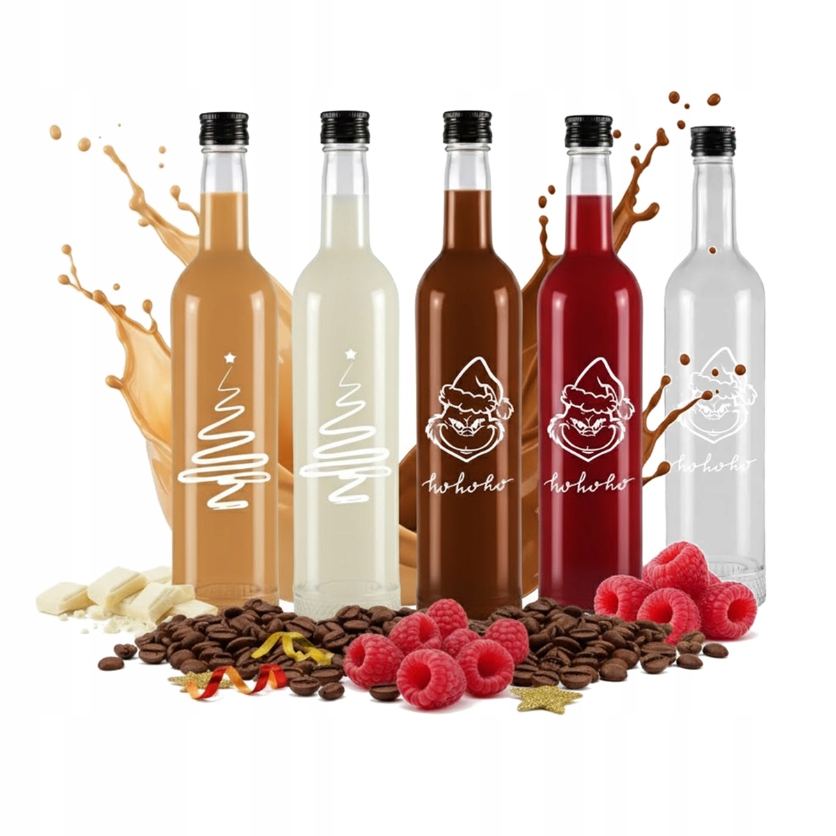 5x Kristallglasflaschen 500 Ml Mit Weihnachtsmotiv Für Weinliköre