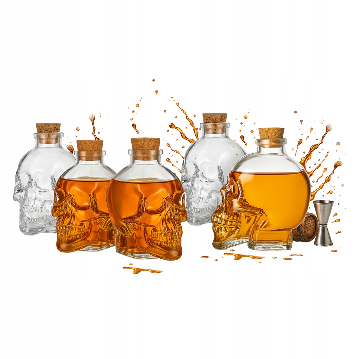 5x Totenkopf-glaskaraffe 100ml Flaschen Für Alkoholische Getränke Und Weindekoration