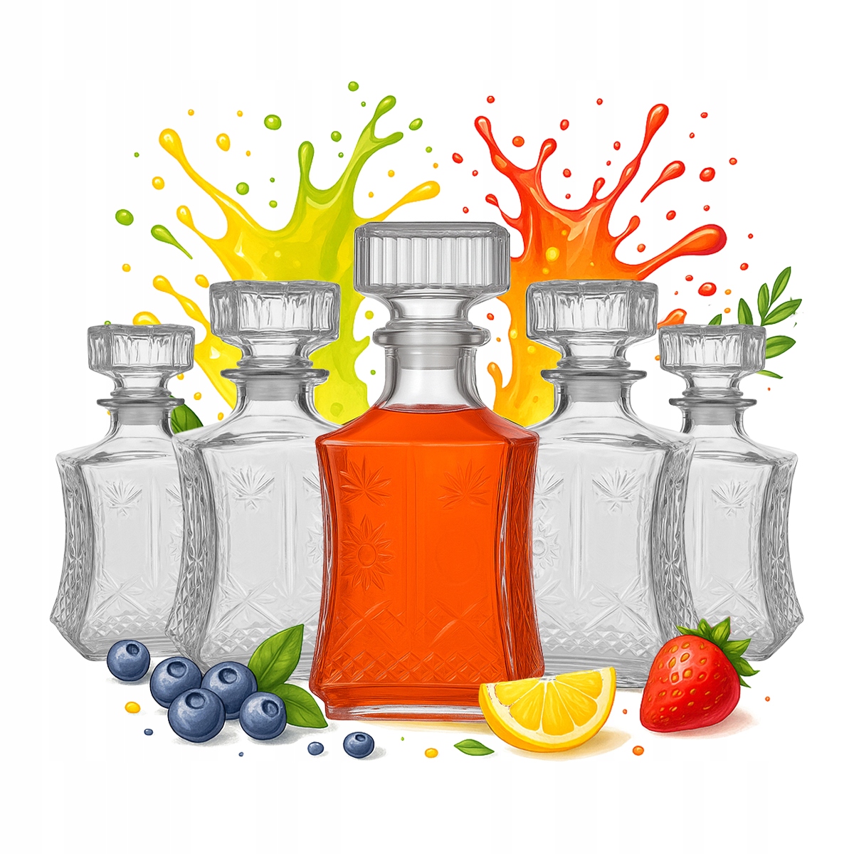 5x Lilia Glaskaraffe 750ml Für Liköre, Wein, Spirituosen, Geschenkbehälter