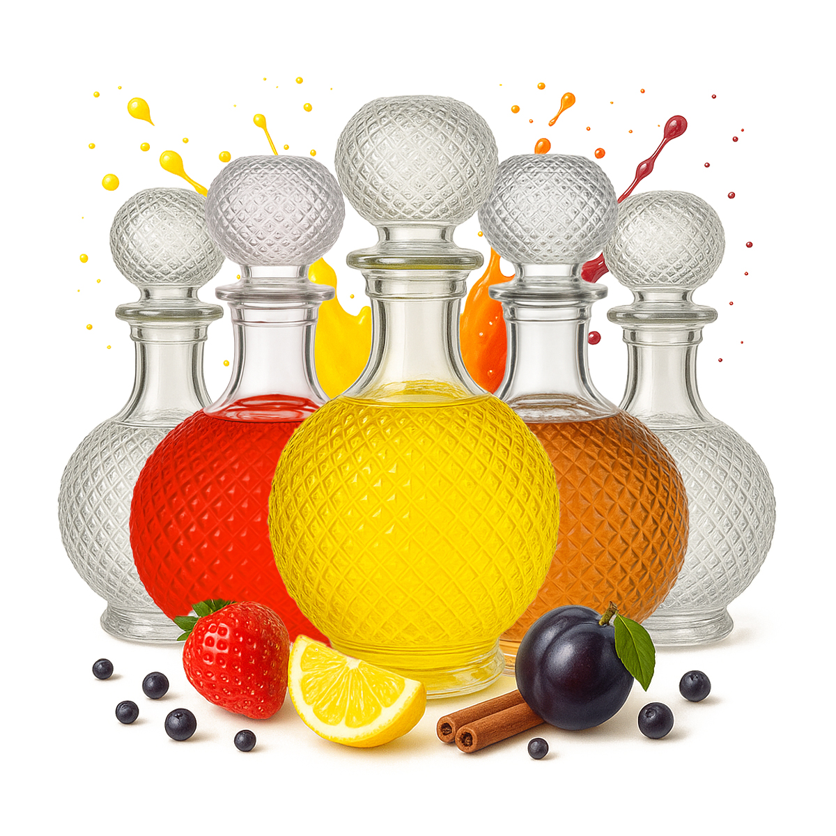 5x Luna Glaskaraffe 1l Für Liköre, Alkohol, Geschenkglasbehälter